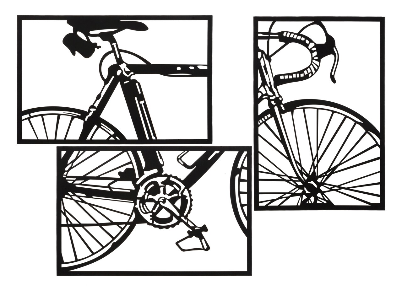 Set 3 decoratiuni de perete Bike, Mauro Ferretti, 40x60 cm, fier, multicolor - imagine 7